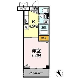 ローズハイムとくまる 1Kの間取図画像