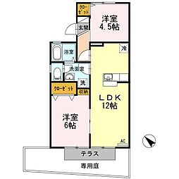 ヒルクレストS 2LDKの間取図画像