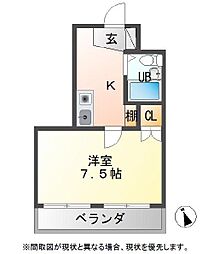 メゾン楠木 1Kの間取図画像