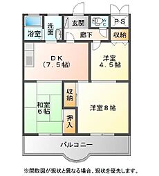 コーポ中仙道 3DKの間取図画像
