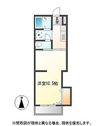 バルヴェールN 1Kの間取図画像