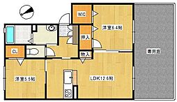 ラコンフォート皆賀 2SLDKの間取図画像