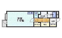 ヒューマンズ沖野上 ワンルームの間取図画像