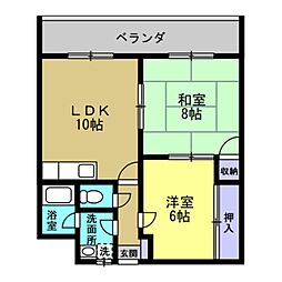 サンフォーレ如月 2LDKの間取図画像