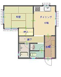 平成アパート 1LDKの間取図画像