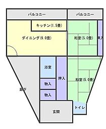 向井マンション 2DKの間取図画像