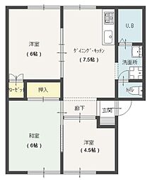 サンシティ高木D 3DKの間取図画像