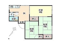 オレンジコーポB 3DKの間取図画像