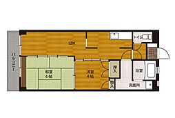 かおるコーポ 2LDKの間取図画像