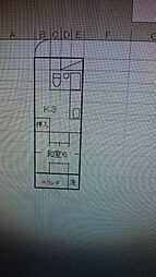 セゾン平成 1Kの間取図画像