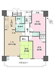 ディーレスティア庚午 3LDKの間取図画像