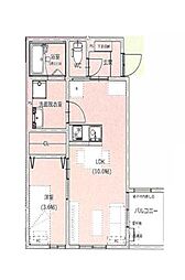 三原市宮浦3丁目アパート 1LDKの間取図画像