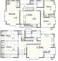 JR山陽本線 尾道駅 バス30分 切口下車 徒歩20分の賃貸一戸建て 6LDKの間取り