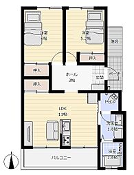 焼山第四マンション 2LDKの間取図画像