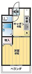 パークサイド皆実 1階1Kの間取り