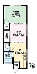 小畠アパート 2Kの間取図画像
