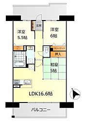 サーパスシティ江波 3LDKの間取図画像