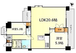 サンシティ本通 2LDKの間取図画像