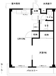 王子ハイツA 1LDKの間取図画像