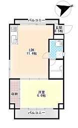 山田ビル 3階1LDKの間取り