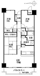 広島電鉄1系統 元宇品口駅 徒歩9分の賃貸マンション 13階3LDKの間取り