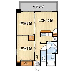沖縄都市モノレール 安里駅 徒歩10分の賃貸アパート 1階2LDKの間取り