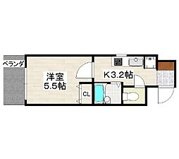 エスペランサ前島 1Kの間取図画像