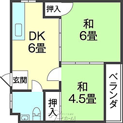 上原アパート 2DKの間取図画像