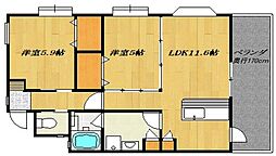 ユートピア阿波根 2LDKの間取図画像