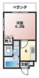 ラフォートM 1Kの間取図画像