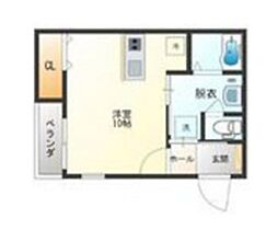 ＭＡＲＳプリン 101 1階ワンルームの間取り