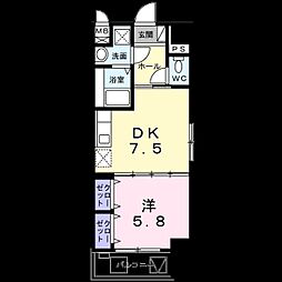 Cherry・Nプレミール 1DKの間取図画像