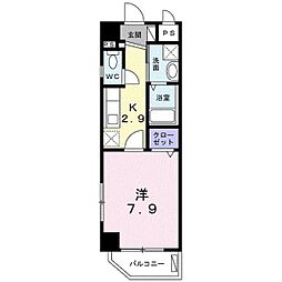 アンドーバーテラス銘苅 1Kの間取図画像