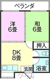もりハイム 2DKの間取図画像