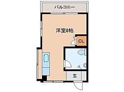 コーポ来間 1Kの間取図画像
