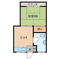 アベニューよぎ 1DKの間取図画像