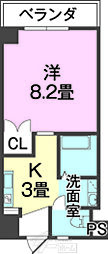エステート久茂地 1Kの間取図画像