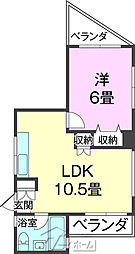 コーポ幸 4階1LDKの間取り