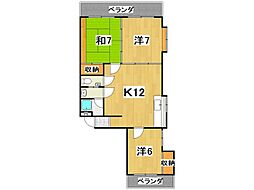 セゾンK 3LDKの間取図画像