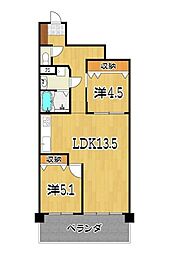ファミール西町ポートサイド 2LDKの間取図画像