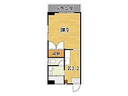 コーポユキ 1Kの間取図画像