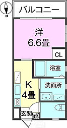 newcanaan 1Kの間取図画像