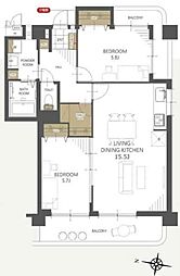 ライオンズマンション松山 2LDKの間取図画像
