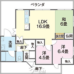 YMビル 3LDKの間取図画像