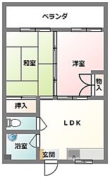 リバービュー赤畑A棟 2LDKの間取図画像