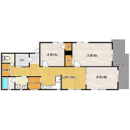 アベニール西I 202 2階3LDKの間取り