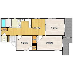 アベニール西I 601 6階3LDKの間取り