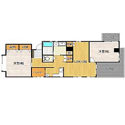 アベニール西I 602 6階2LDKの間取り