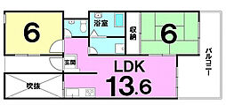 メゾンセンチュリー泊 2LDKの間取図画像