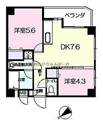 ラリアンス 2DKの間取図画像